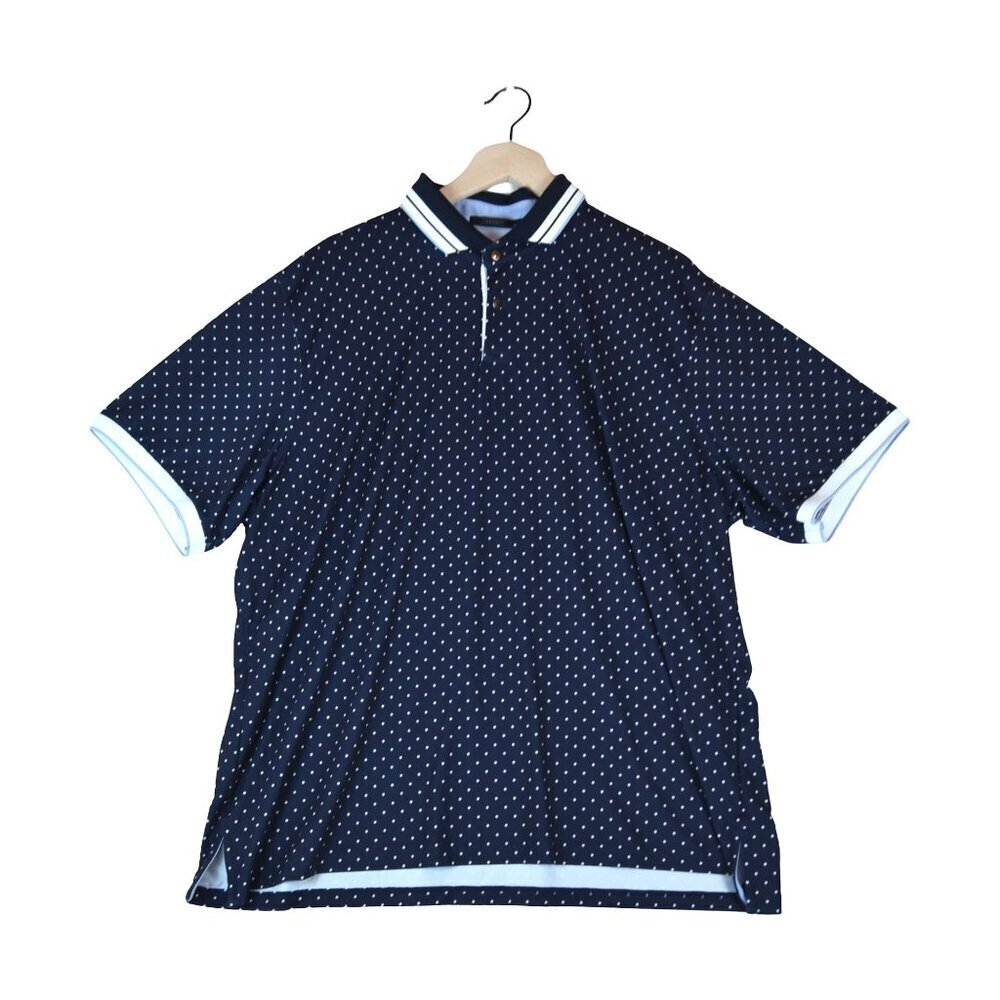 Greyson Golf Polo XXL Preppy Performance Sportcore Minimalist Navy Dot